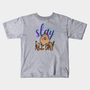 Funny Capybara Slay All Day Kids T-Shirt